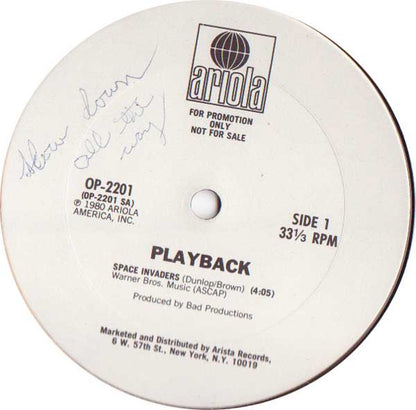 Playback : Space Invaders (12", Promo)