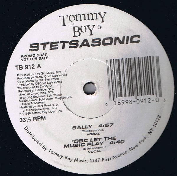 Stetsasonic : Sally / DBC Let The Music Play (12", Promo)