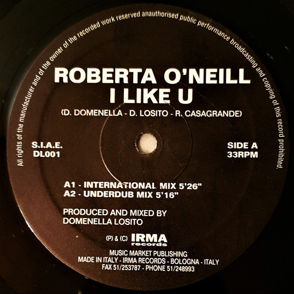 Roberta O'Neill : I Like U (12")