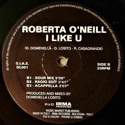 Roberta O'Neill : I Like U (12")
