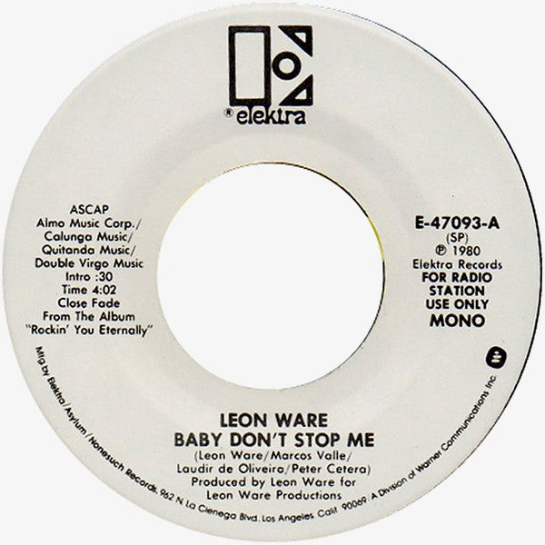 Leon Ware : Baby Don't Stop Me (7", Promo, SP)
