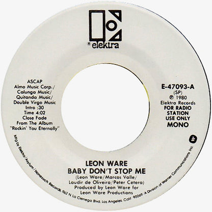 Leon Ware : Baby Don't Stop Me (7", Promo, SP)