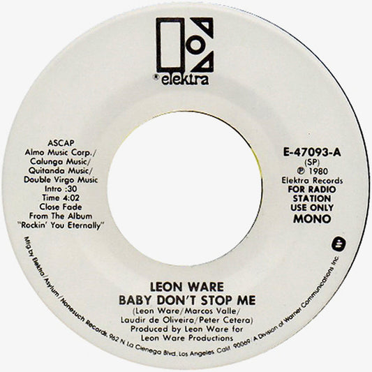 Leon Ware : Baby Don't Stop Me (7", Promo, SP)