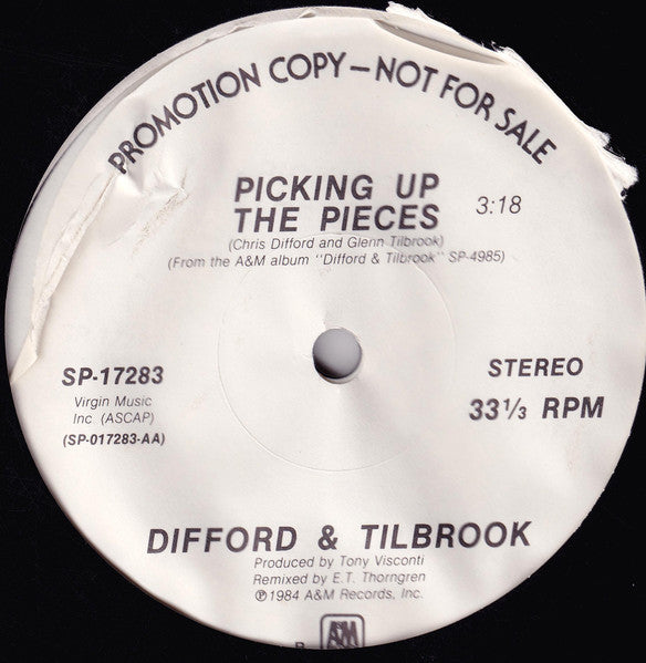 Difford & Tilbrook : Picking Up The Pieces (12", Promo)