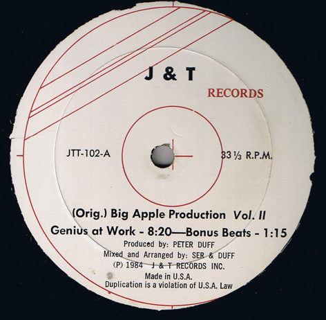 Various, The Latin Rascals, Julio Mazzei, Tuta Aquino : (Orig.) Big Apple Production Vol. II (12", Mixed, P/Mixed, Unofficial)