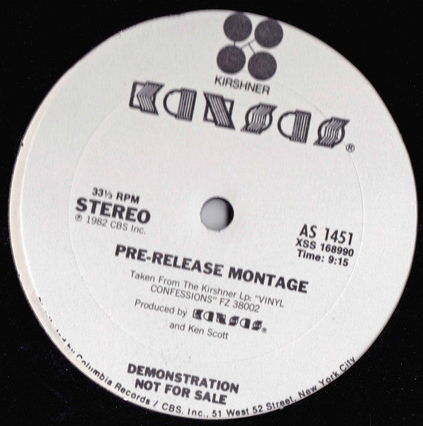 Kansas (2) : Play The Game Tonight / Pre-Release Montage (12", Promo)