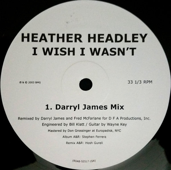 Heather Headley : I Wish I Wasn't (2x12", Promo)