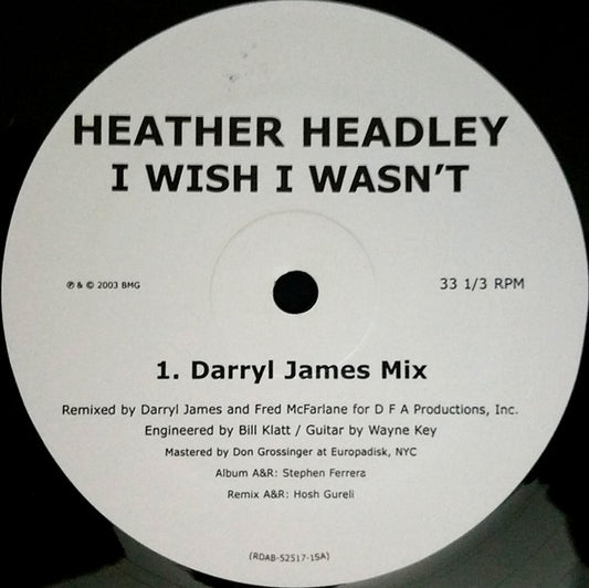 Heather Headley : I Wish I Wasn't (2x12", Promo)