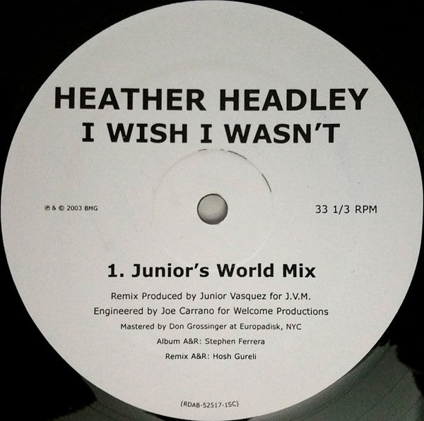 Heather Headley : I Wish I Wasn't (2x12", Promo)