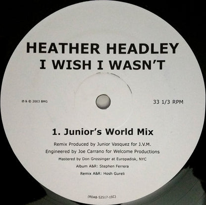 Heather Headley : I Wish I Wasn't (2x12", Promo)