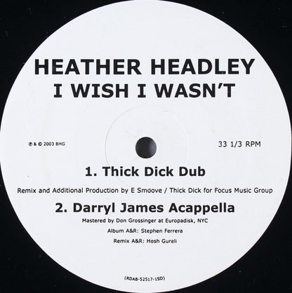 Heather Headley : I Wish I Wasn't (2x12", Promo)