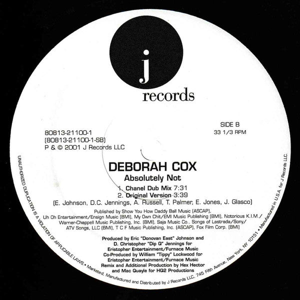 Deborah Cox : Absolutely Not (12")
