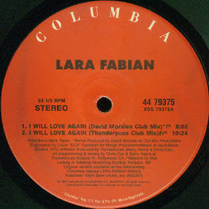 Lara Fabian : I Will Love Again (12", Maxi)