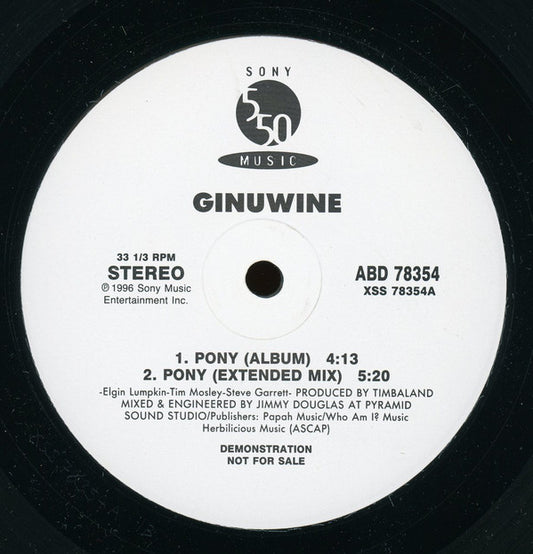 Ginuwine : Pony (12", Single, Promo)