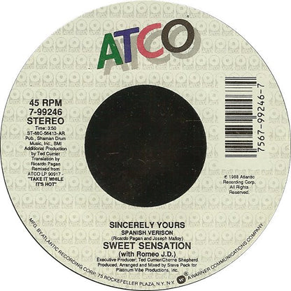 Sweet Sensation With Romeo J.D. : Sincerely Yours (7", Single)