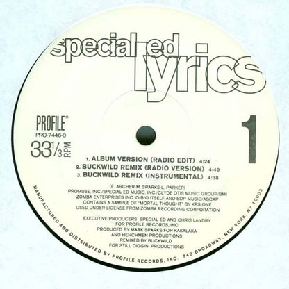 Special Ed : Lyrics (12")