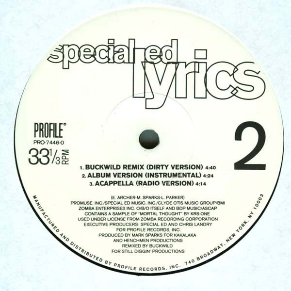 Special Ed : Lyrics (12")