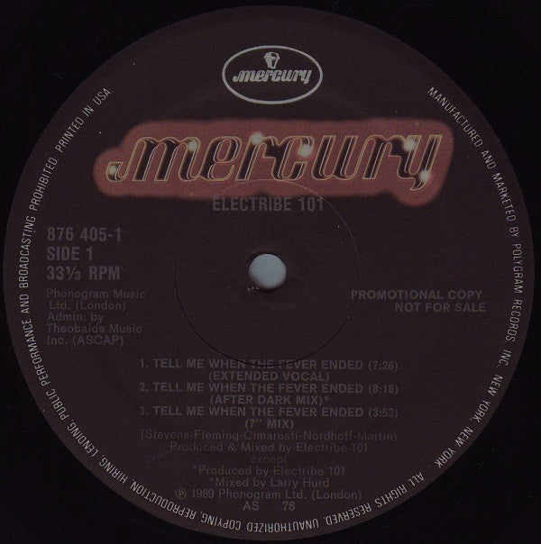 Electribe 101 : Tell Me When The Fever Ended (12", Promo)
