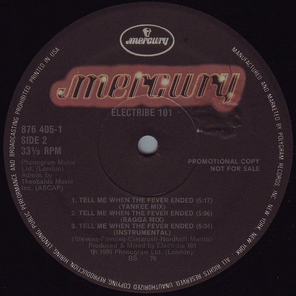 Electribe 101 : Tell Me When The Fever Ended (12", Promo)
