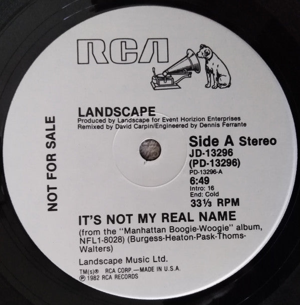 Landscape : It's Not My Real Name (Remixed Version) (12", Promo)