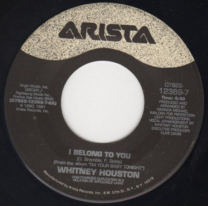 Whitney Houston : I Belong To You (7", Single)