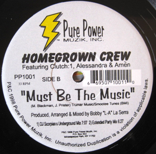 Homegrown Crew : Must Be The Music (12")