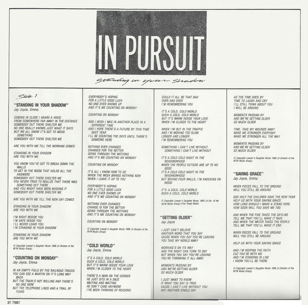 In Pursuit (2) : Standing In Your Shadow (LP)