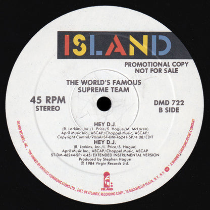 The World's Famous Supreme Team* : Hey D.J. (12", Promo)
