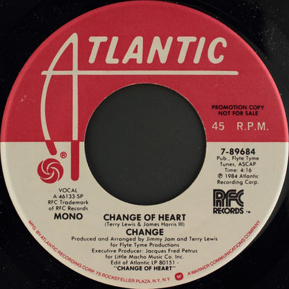 Change : Change Of Heart (7", Mono, Promo)