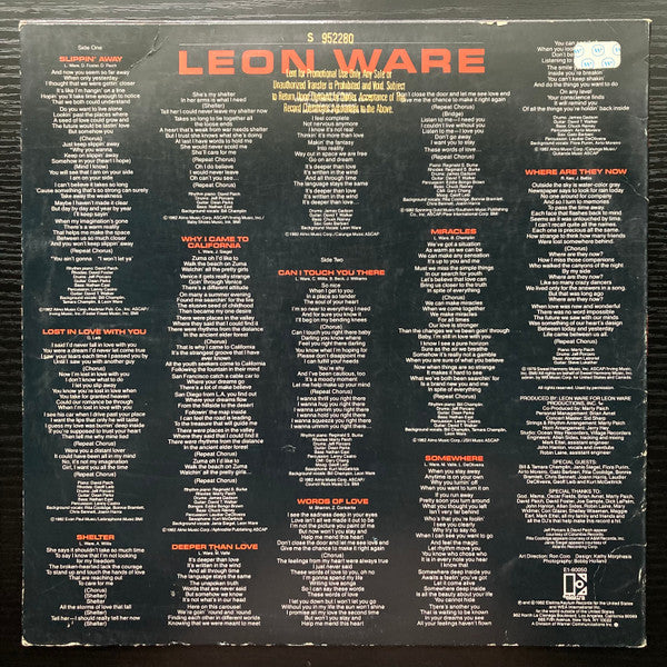 Leon Ware : Leon Ware (LP, Album, Promo, SP)