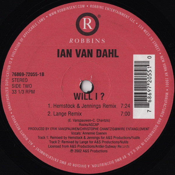Ian Van Dahl : Will I ? (12", Single)