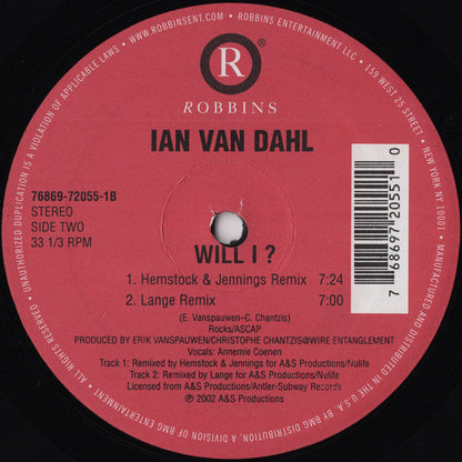 Ian Van Dahl : Will I ? (12", Single)