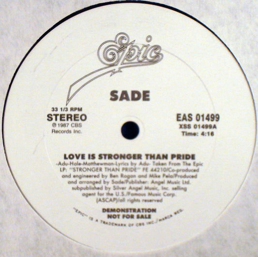 Sade : Love Is Stronger Than Pride (12", Promo)