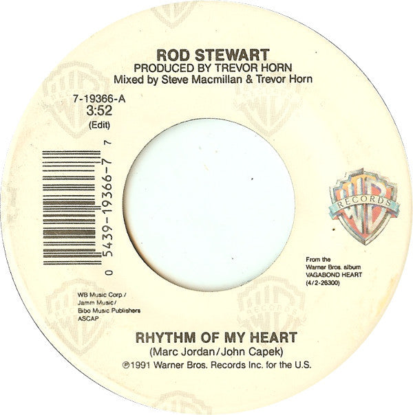 Rod Stewart : Rhythm Of My Heart (7", Single)