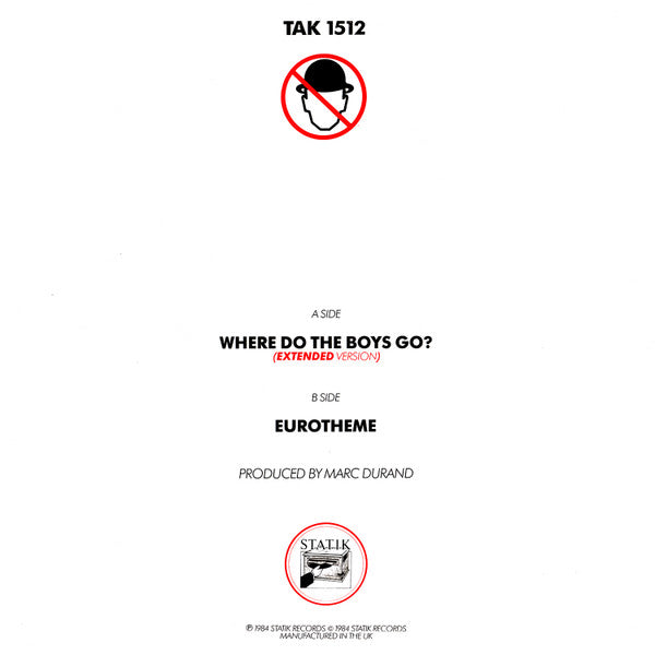 Men Without Hats : Where Do The Boys Go? (Extended Version) (12")