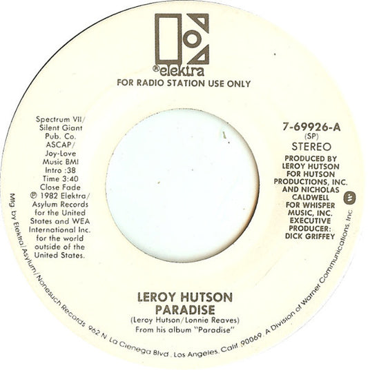 Leroy Hutson : Paradise (7", Promo)