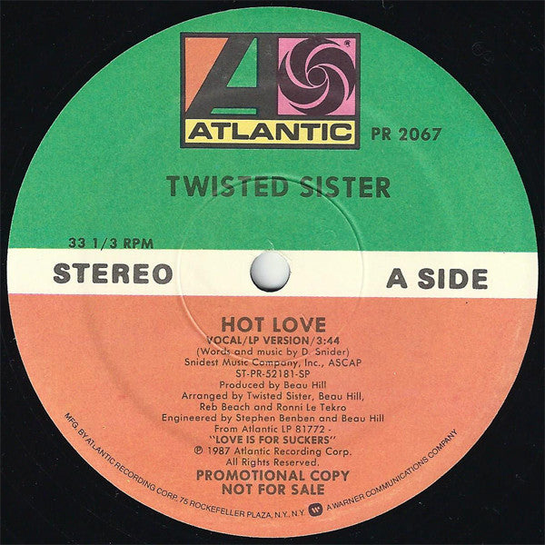 Twisted Sister : Hot Love (12", Single, Promo)