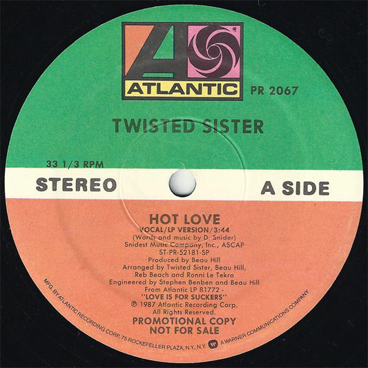 Twisted Sister : Hot Love (12", Single, Promo)