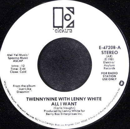 Twennynine With Lenny White : All I Want (7", Promo)