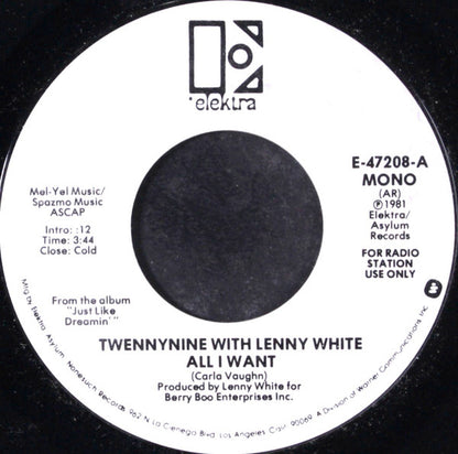 Twennynine With Lenny White : All I Want (7", Promo)