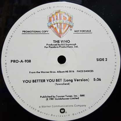 The Who : You Better You Bet (12", Promo)
