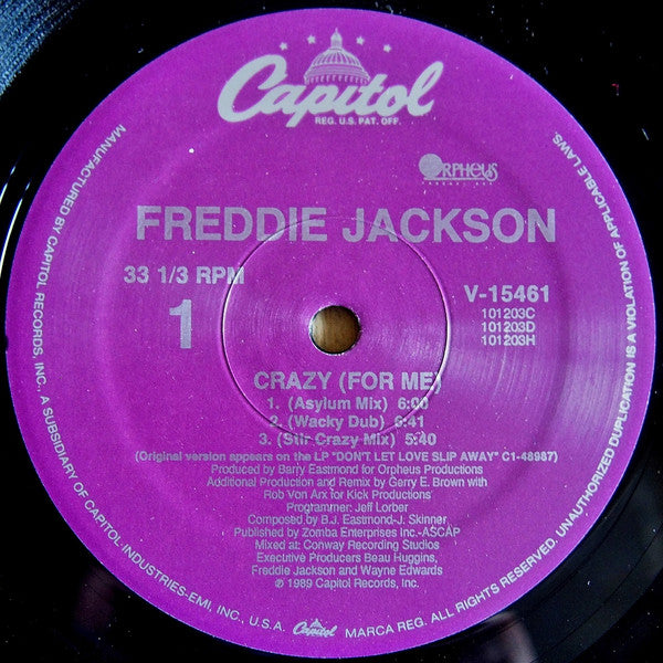 Freddie Jackson : Crazy (For Me) (12")