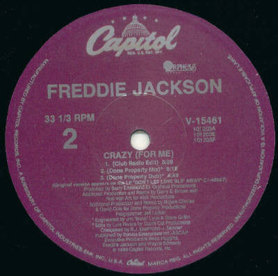 Freddie Jackson : Crazy (For Me) (12")
