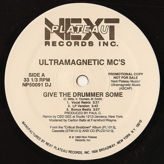 Ultramagnetic MC's : Give The Drummer Some / Moe Luv's Theme (12", Promo)