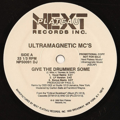 Ultramagnetic MC's : Give The Drummer Some / Moe Luv's Theme (12", Promo)
