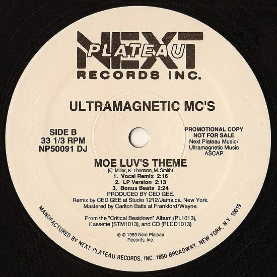 Ultramagnetic MC's : Give The Drummer Some / Moe Luv's Theme (12", Promo)