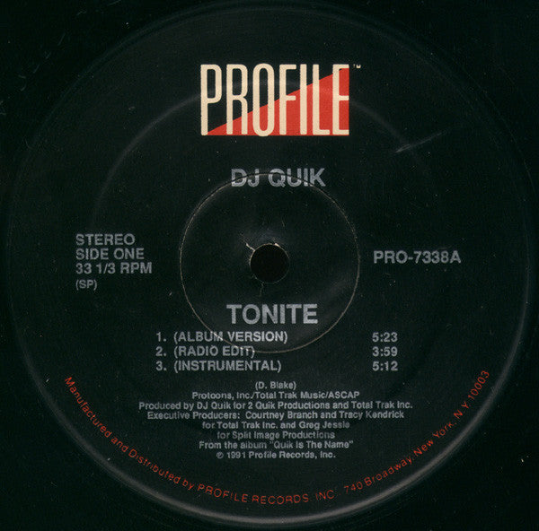 DJ Quik : Tonite (12")