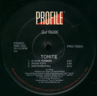 DJ Quik : Tonite (12")