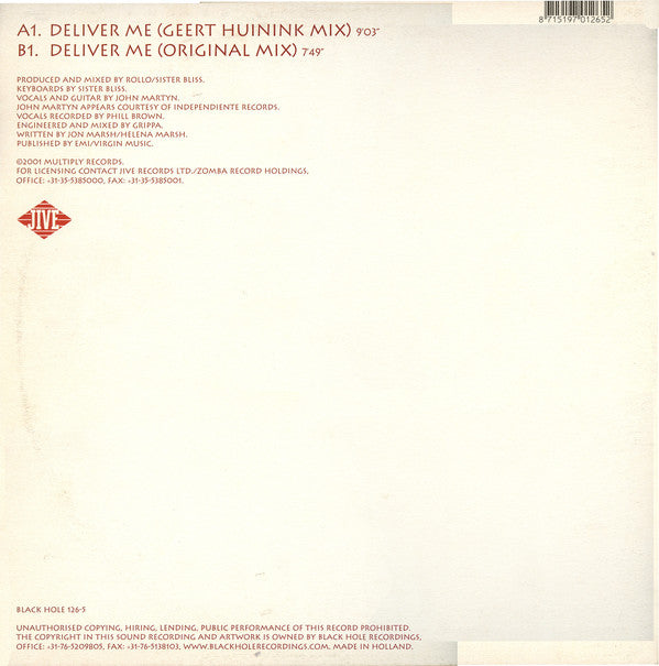 Sister Bliss Feat. John Martyn : Deliver Me (12")