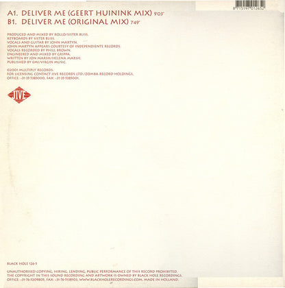 Sister Bliss Feat. John Martyn : Deliver Me (12")